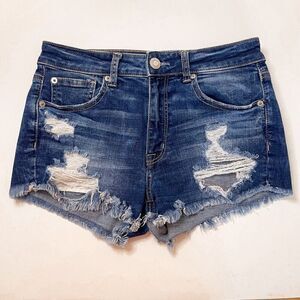 American Eagle Hi-Rise Shortie Distressed Shorts 6